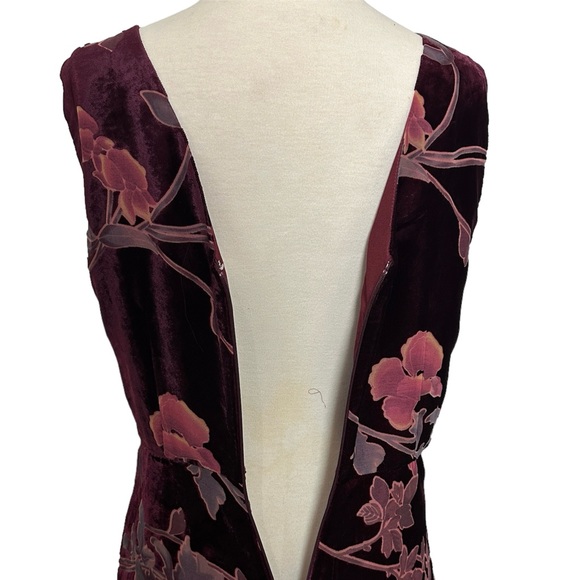 Tahari Arthur S Levine Layered Floral-Print Velvet Gown Size 8 - Picture 6 of 13